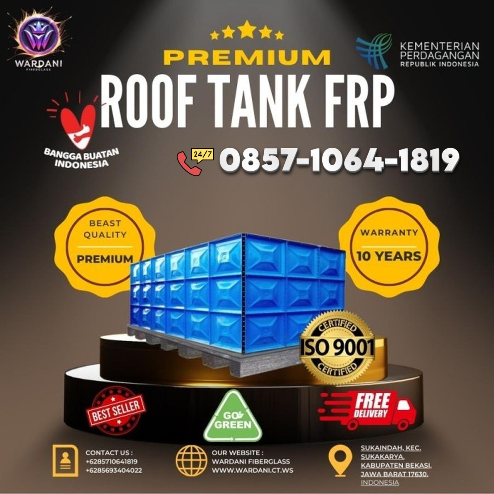 Tangki Panel Fiberglass - Produk Tangki Fiberglass FRP Berkualitas PT Wardani Nusantara Fiberglass BIONUS®